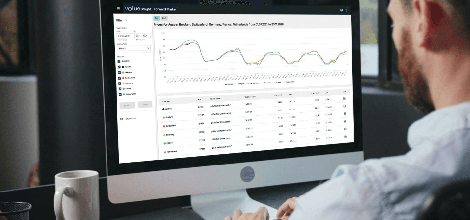 Man working in the office with volue insight software